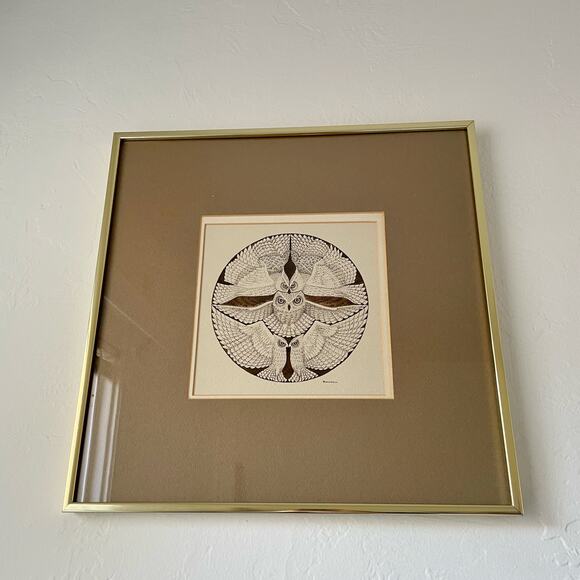 Vintage Original Pen and Ink Drawing Owls EB Rothwell - Picture 10 of 10